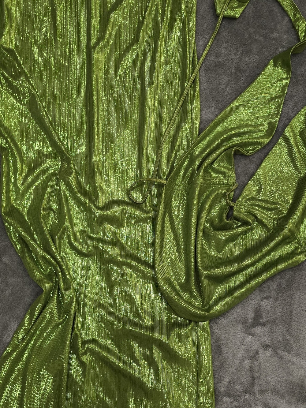 SHEIN Shimmery Metallic Green 2 piece Skirt Set